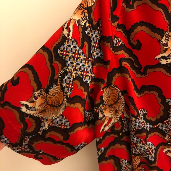 Rare Sandro Tiger Print Red Silk Dress Sz 1 - Picture 4 of 9